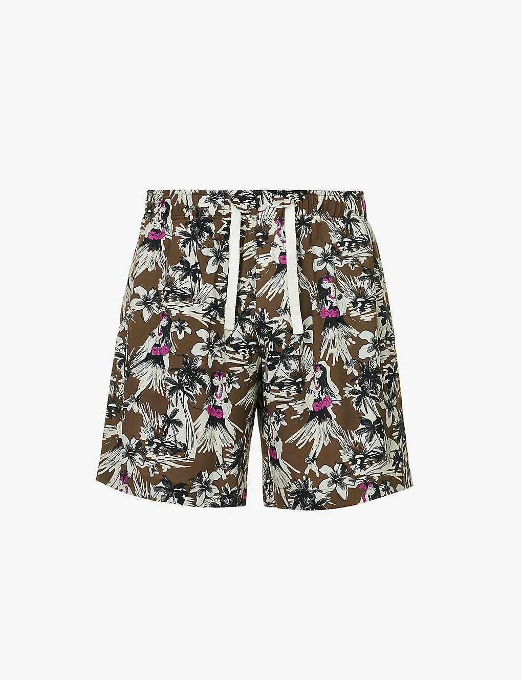 Palm Angels Hula Cargo Graphic-print Crepe Shorts