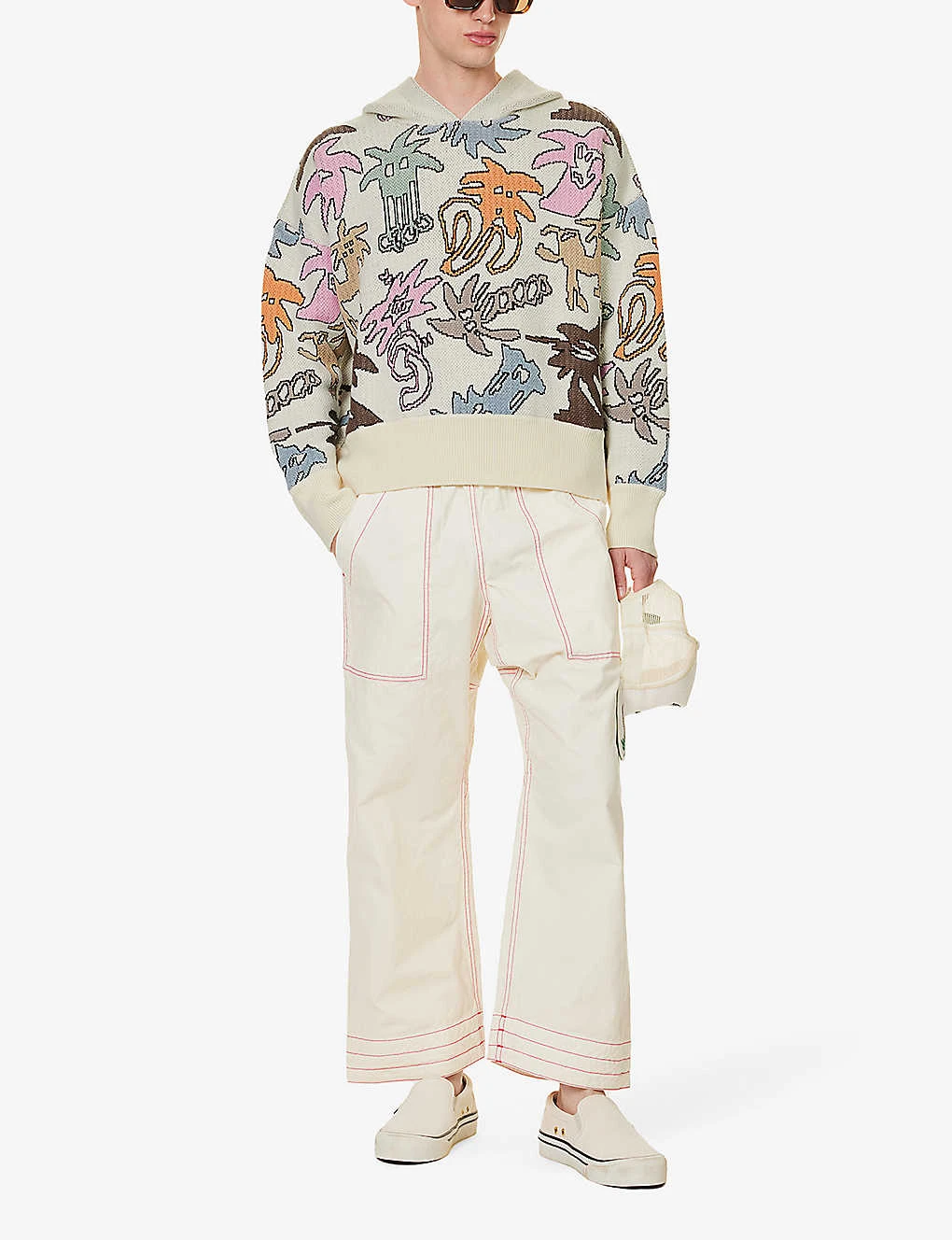 Palm Angels Palmity Graphic-print Cotton And Wool-blend Hoody - Image 2