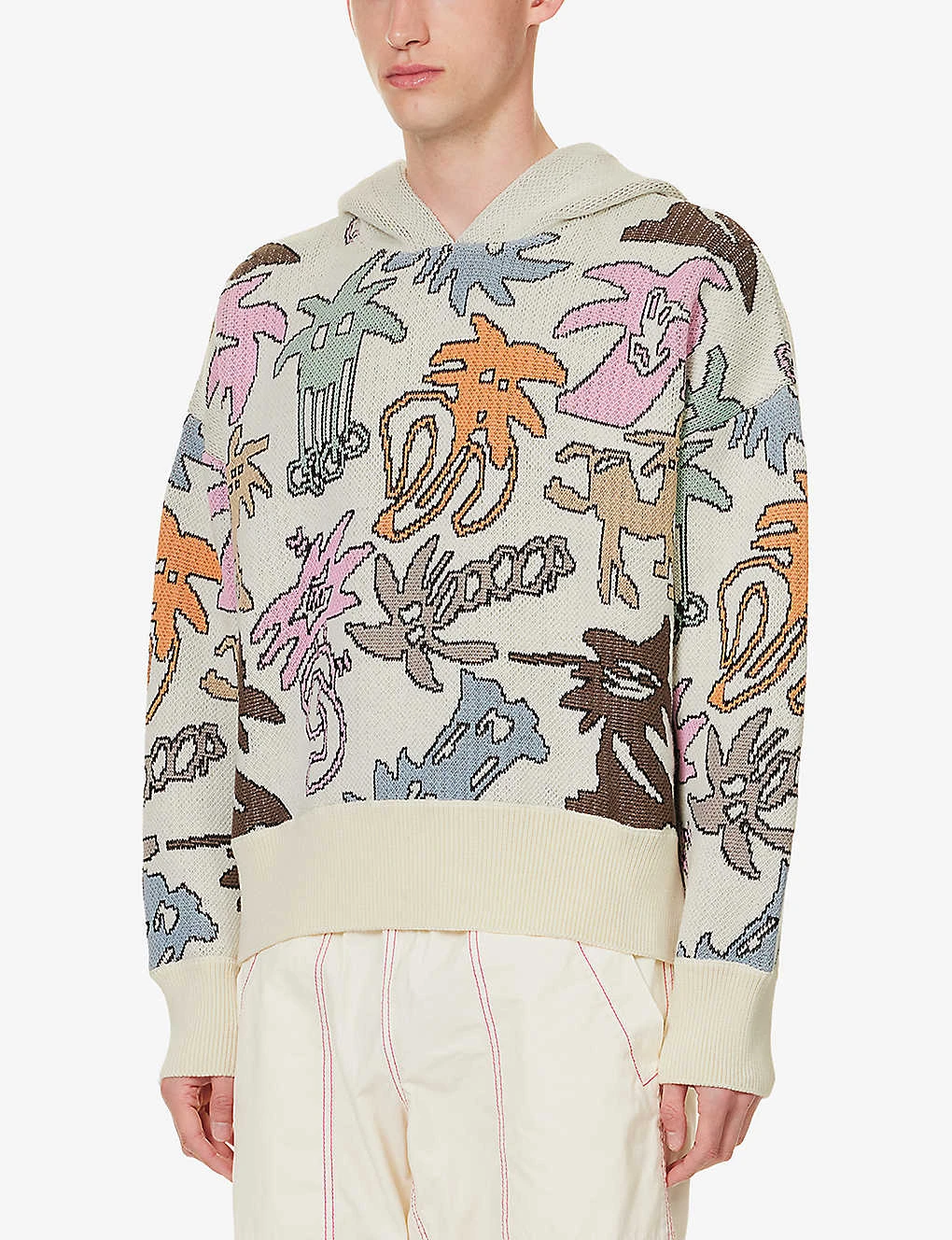 Palm Angels Palmity Graphic-print Cotton And Wool-blend Hoody - Image 3