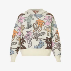 Palm Angels Palmity Graphic-print Cotton And Wool-blend Hoody