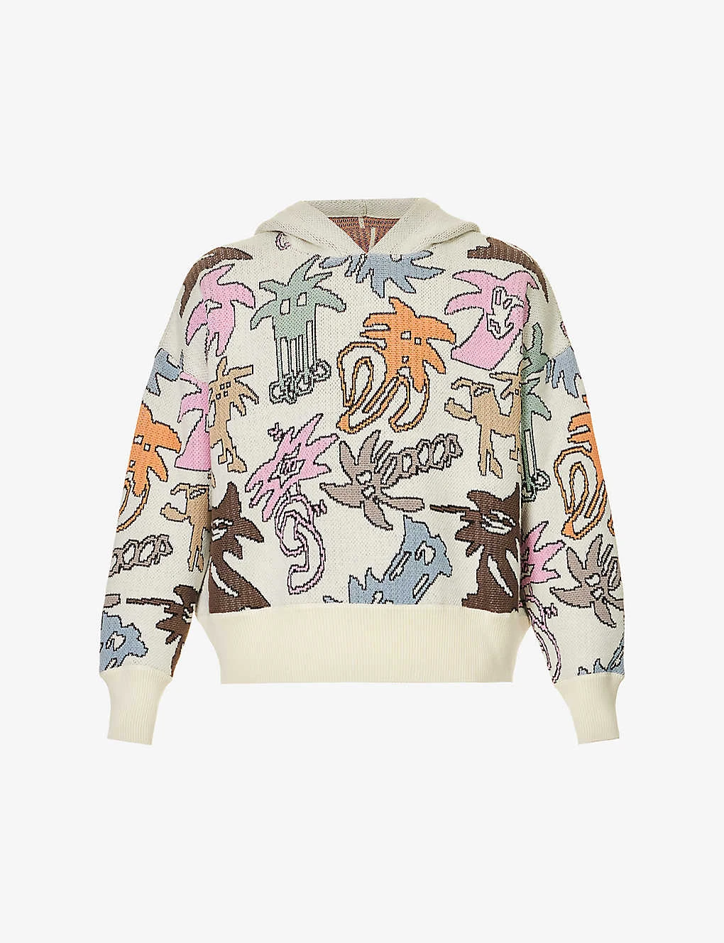 Palm Angels Palmity Graphic-print Cotton And Wool-blend Hoody