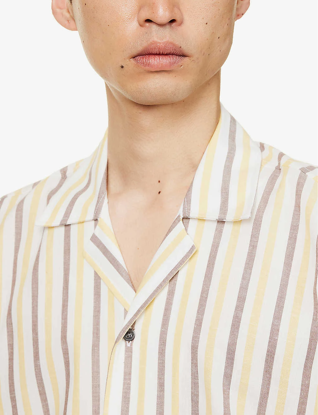 Striped Short-sleeved Cotton And Linen-blend Shirt - Image 4
