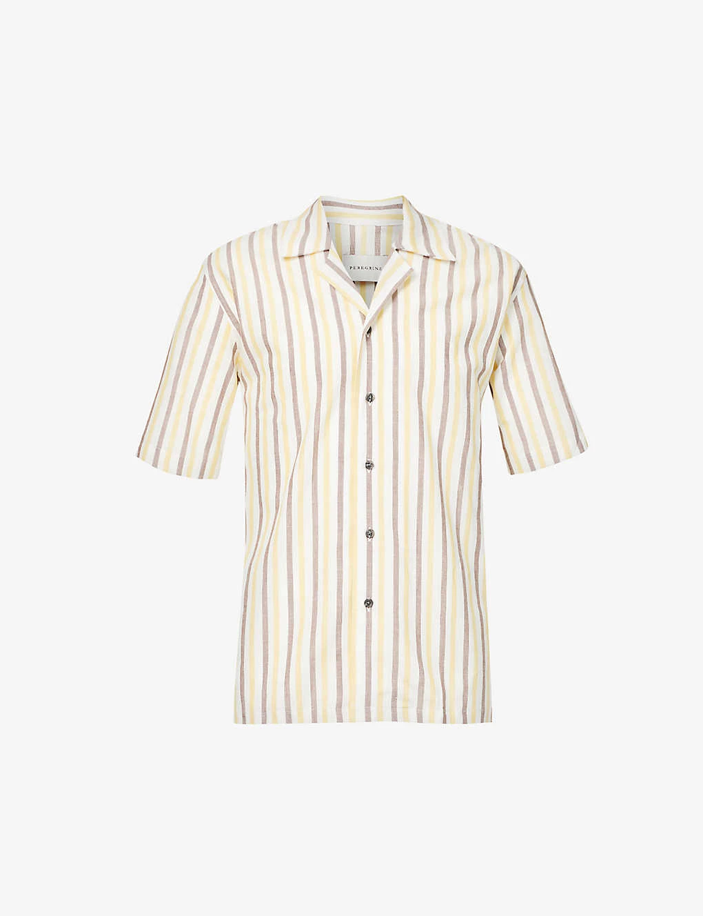 Striped Short-sleeved Cotton And Linen-blend Shirt