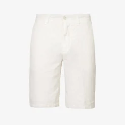 120% Lino Bermuda Pressed-crease Mid-rise Linen Shorts