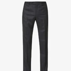 CORNELIANI Flannel-pattern Pressed-crease Straight-leg Regular-fit Wool Trousers