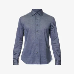 CORNELIANI Birdseye Brand-patch Regular-fit Cotton-jersey Shirt