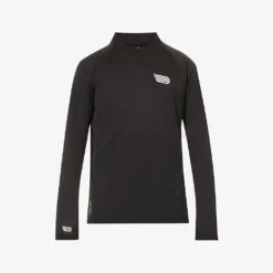 Pressio Core Brand-print Quarter-zip Fitted Recycled-polyester Top