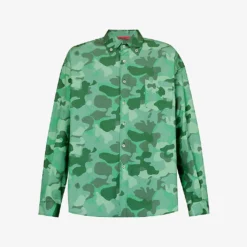Camouflage-patterned Oversized-fit Cotton Shirt