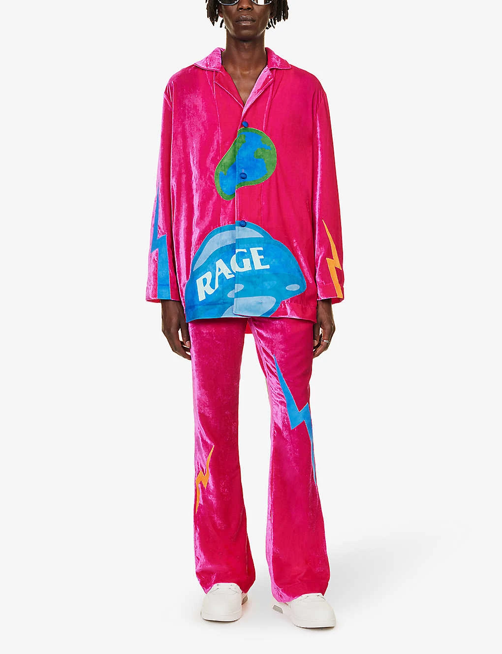 Pyjama Graphic-print Relaxed-fit Velour Jacket - Image 2