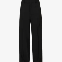 Valentino Pressed-crease Slip-pocket Wide-leg Regular-fit Wool Trousers