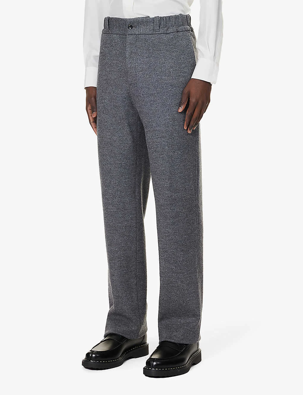Lanvin Elasticated-waistband Belt-loop Tapered-leg Regular-fit Wool Trousers - Image 3