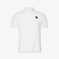 Comme Des Garçons Play Heart-print Ribbed-trim Cotton Polo Shirt