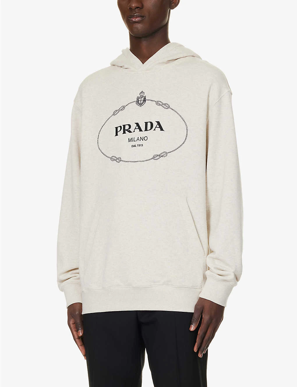 Prada Logo Graphic-print Cotton-jersey Hoody - Image 3