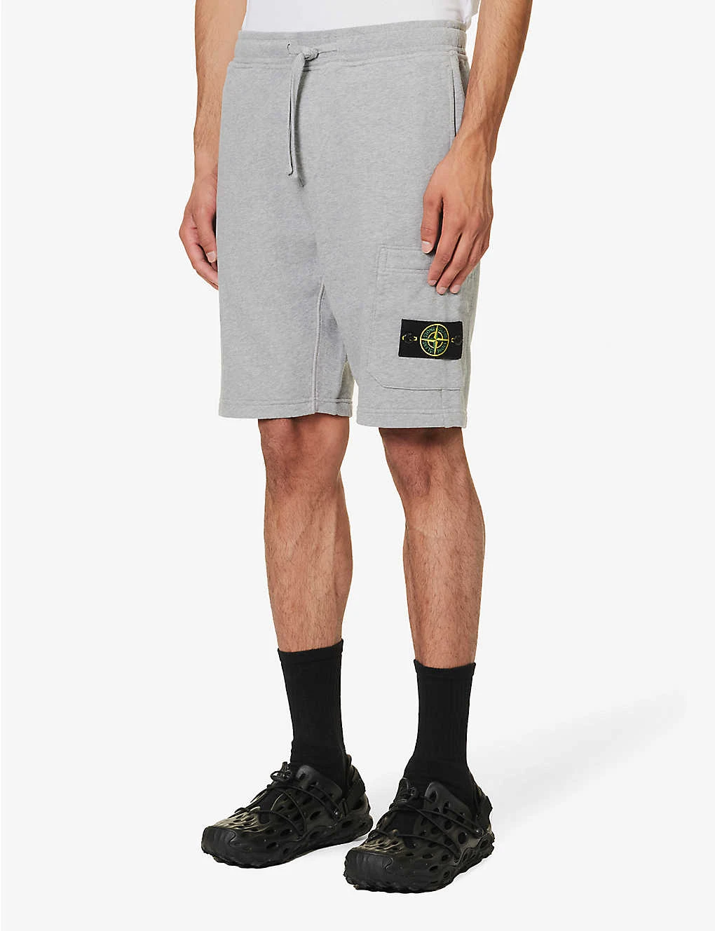 Stone Island Logo-badge Straight-leg Cotton-jersey Shorts - Image 3