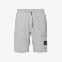 Stone Island Logo-badge Straight-leg Cotton-jersey Shorts