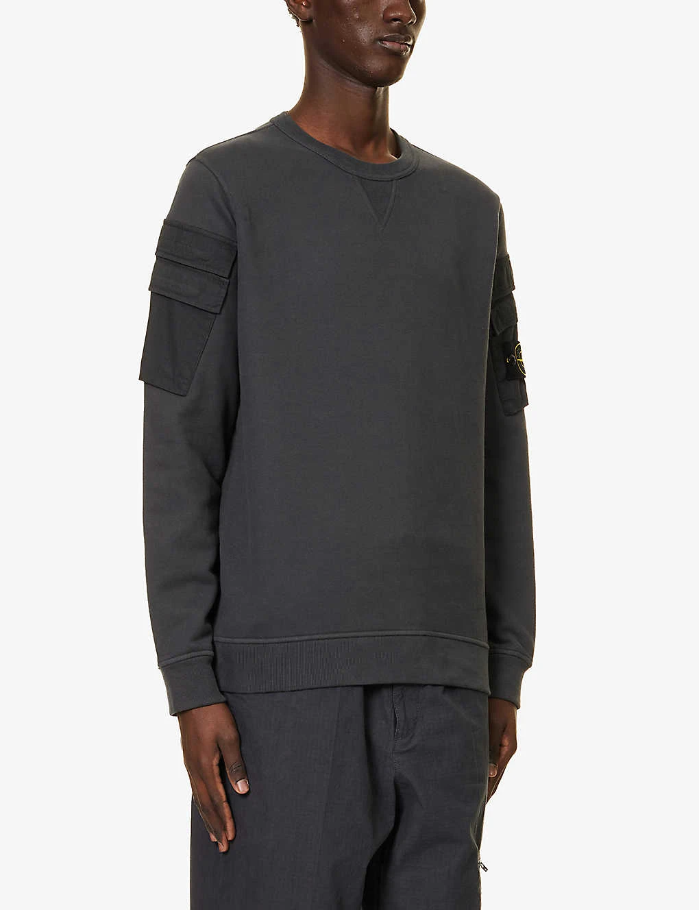 Stone Island Arm-pocket Brand-patch Cotton-jersey Sweatshirt - Image 3