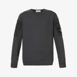 Stone Island Arm-pocket Brand-patch Cotton-jersey Sweatshirt