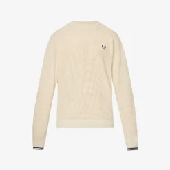 Fred Perry Waffle-knit Brand-embroidered Regular-fit Cotton-knit Jumper