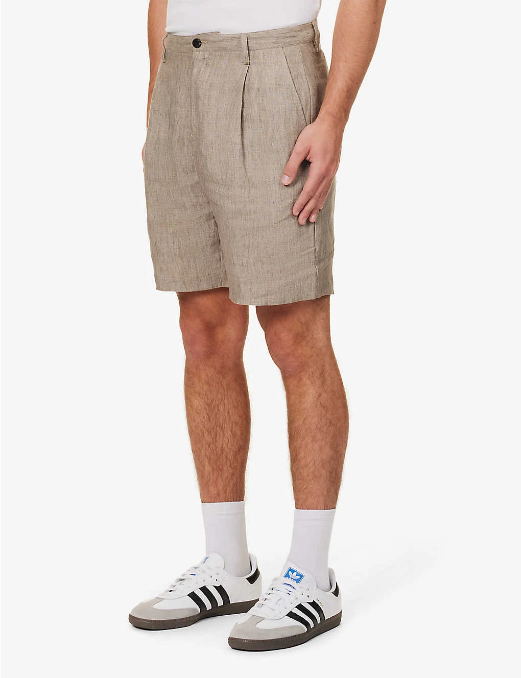 Sunspel Pleated Slip-pocket Linen Shorts - Image 3
