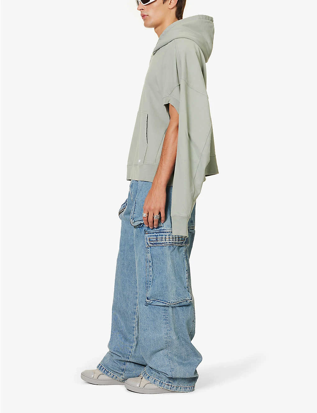 Brand-embellished Cut-out Boxy-fit Cotton-jersey Hoody - Image 2