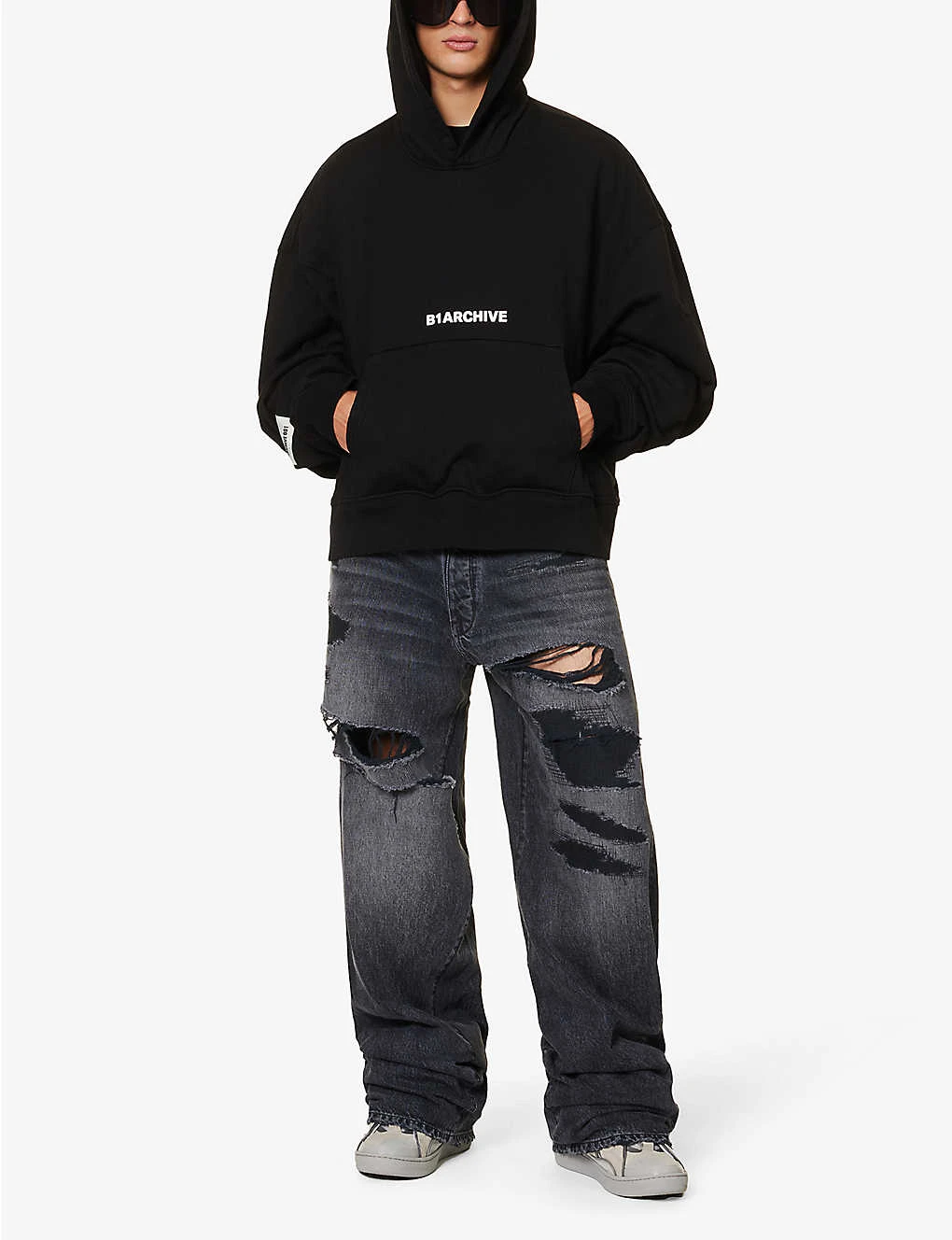 Brand-print Cropped Relaxed-fit Cotton-jersey Hoody - Image 2