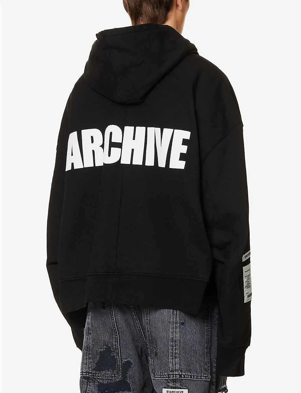 Brand-print Cropped Relaxed-fit Cotton-jersey Hoody - Image 4