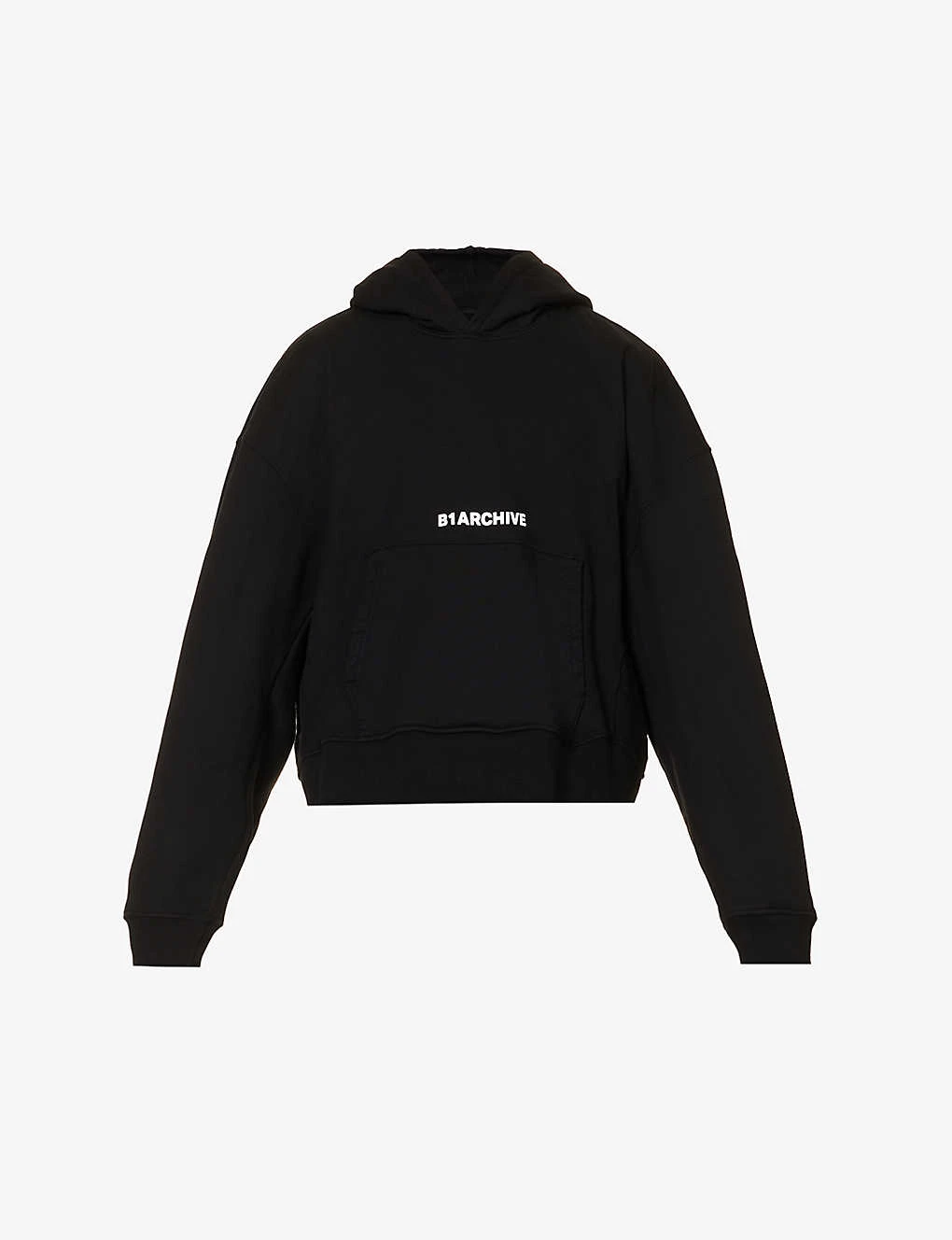 Brand-print Cropped Relaxed-fit Cotton-jersey Hoody