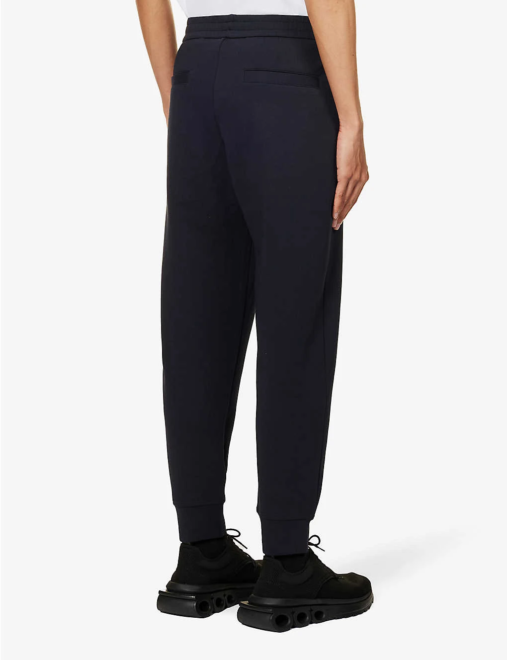 Emporio Armani Logo-embroidered Tapered-leg Mid-rise Cotton-blend Jogging Bottoms - Image 4