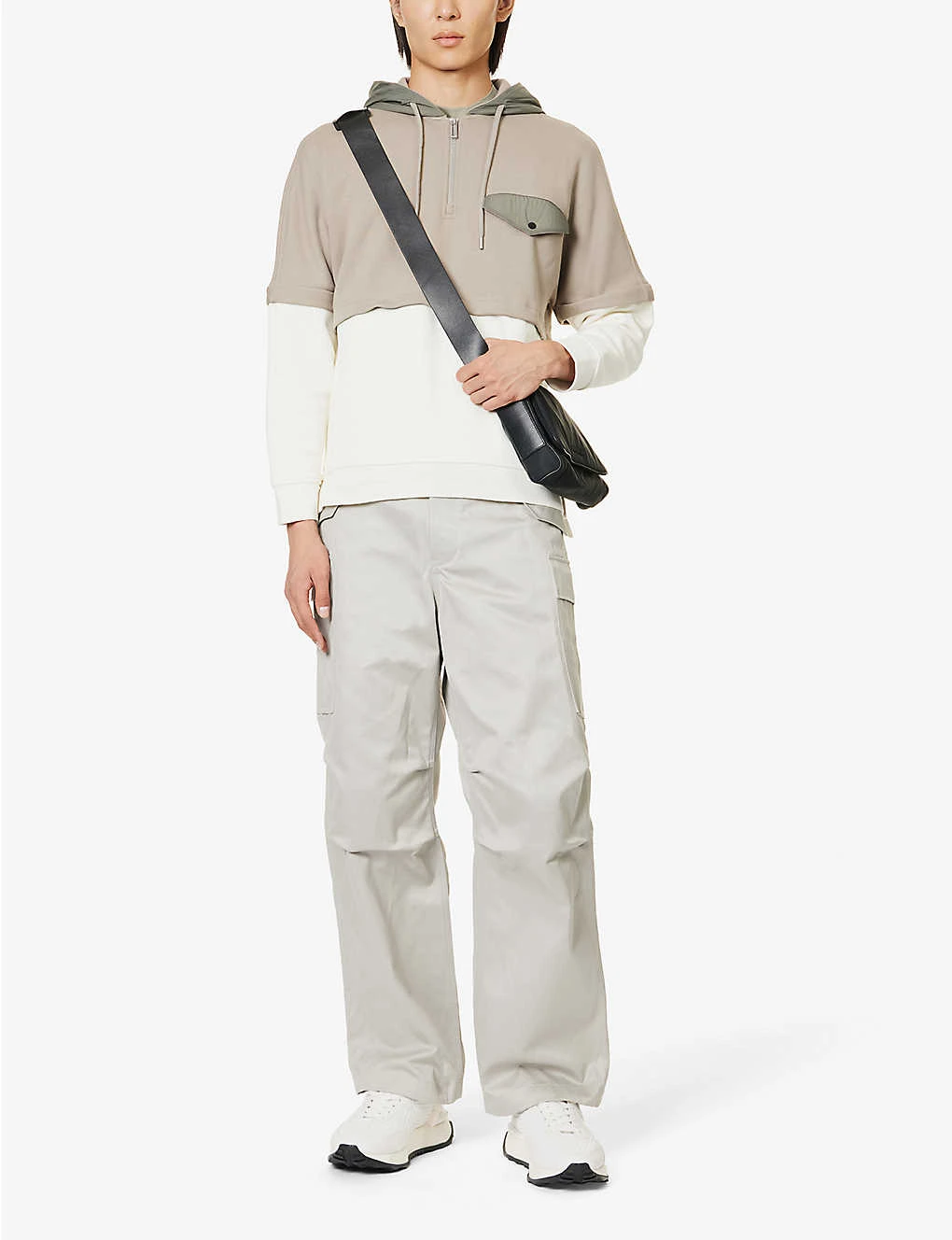 Emporio Armani Contrast-panel Relaxed-fit Cotton-jersey Hoody - Image 2