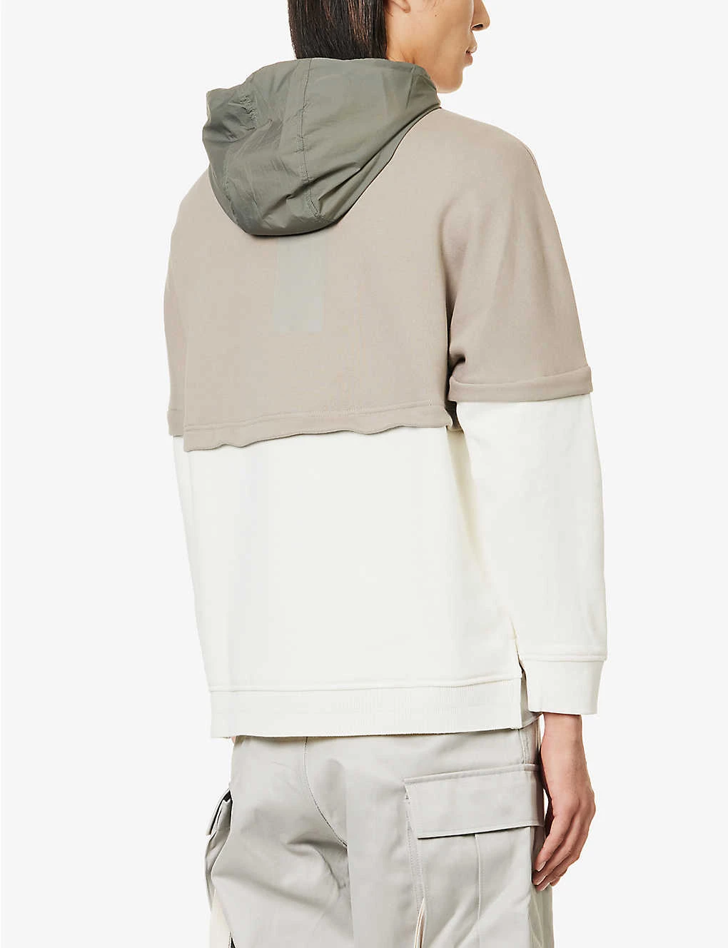 Emporio Armani Contrast-panel Relaxed-fit Cotton-jersey Hoody - Image 4