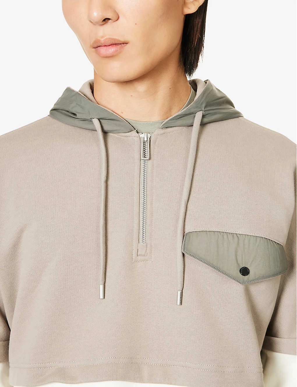 Emporio Armani Contrast-panel Relaxed-fit Cotton-jersey Hoody - Image 5