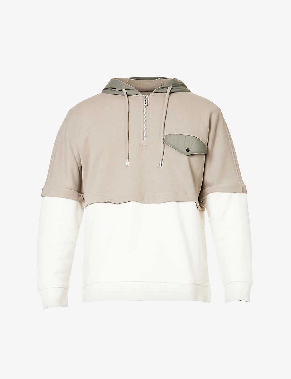 Emporio Armani Contrast-panel Relaxed-fit Cotton-jersey Hoody