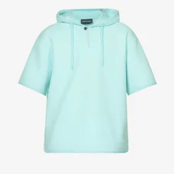 Emporio Armani Logo-embroidered Short-sleeved Stretch-cotton Blend Hoody