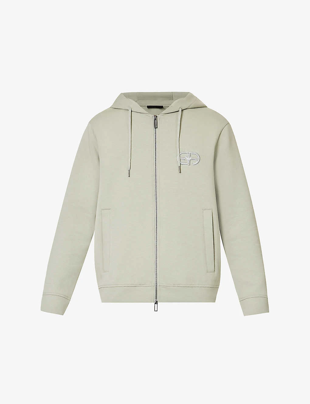 Emporio Armani Brand-embroidered Ribbed-trim Cotton-jersey Hoody