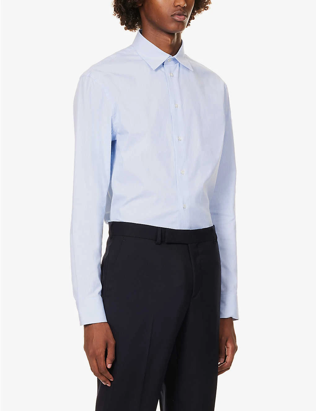 Emporio Armani Pleated-cuff Regular-fit Stretch-cotton Shirt - Image 3