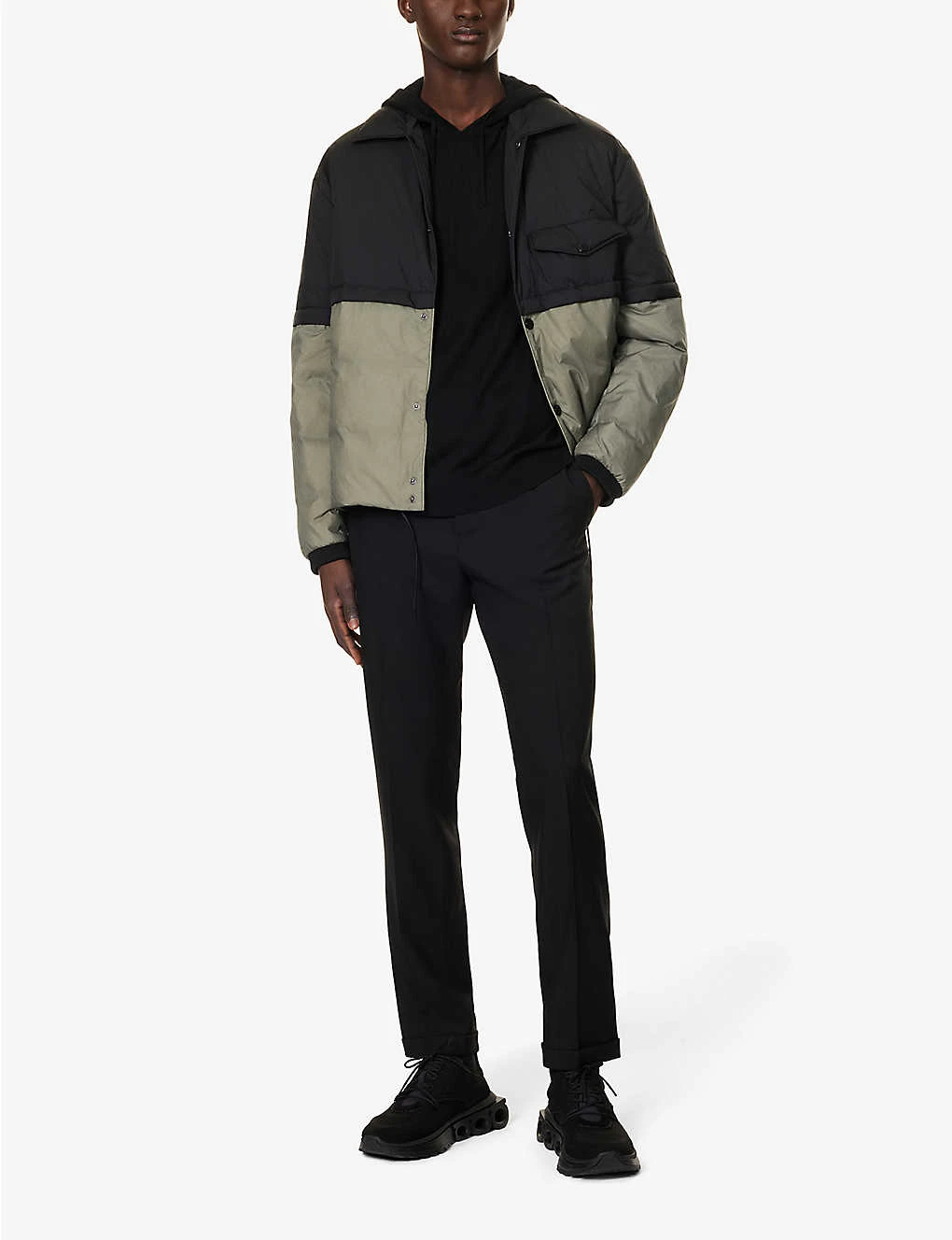 Emporio Armani Brand-embroidered Relaxed-fit Wool-blend Hoody - Image 2