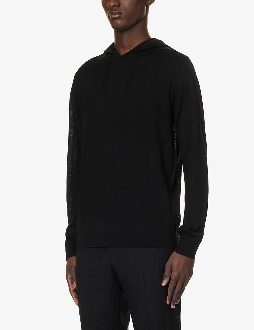 Emporio Armani Brand-embroidered Relaxed-fit Wool-blend Hoody - Image 3