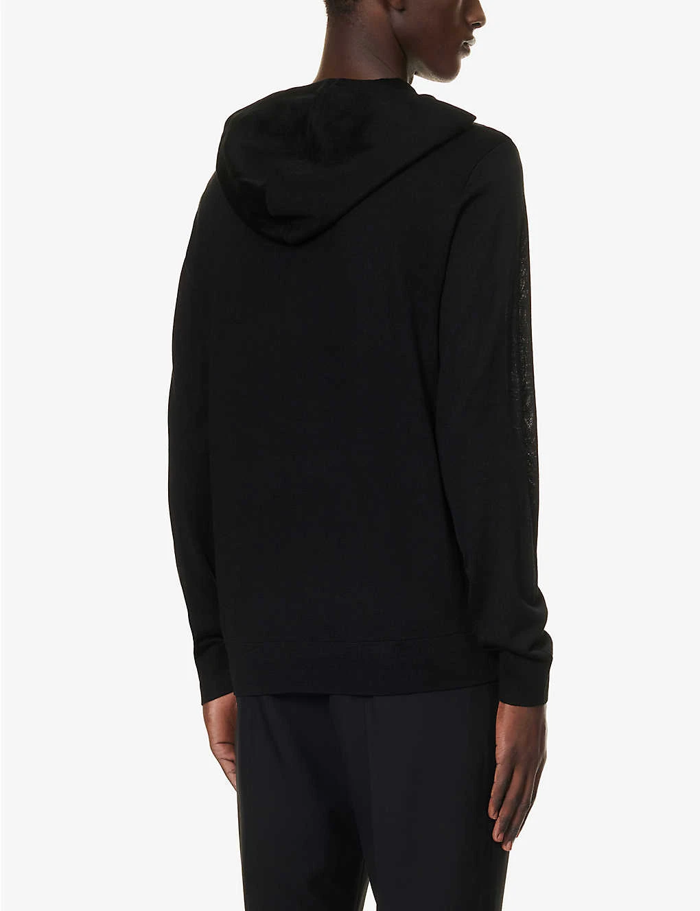 Emporio Armani Brand-embroidered Relaxed-fit Wool-blend Hoody - Image 4